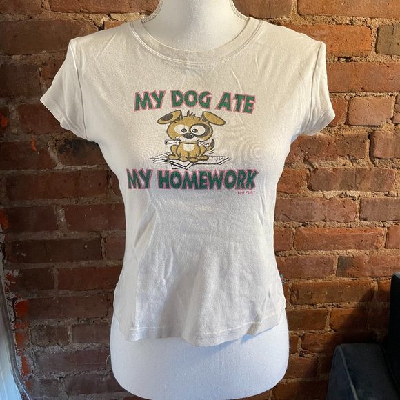 Vintage Tops - Big Flirt Dog Ate my Homework Baby Tee